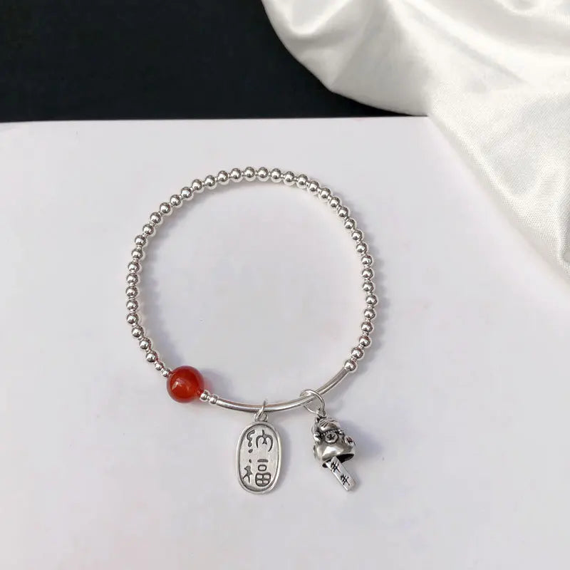925 Sterling Silver Lucky Cat Bracelet for Women