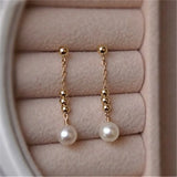 S925 Silver 14k Filled Tassel Pearl Earrings for Women