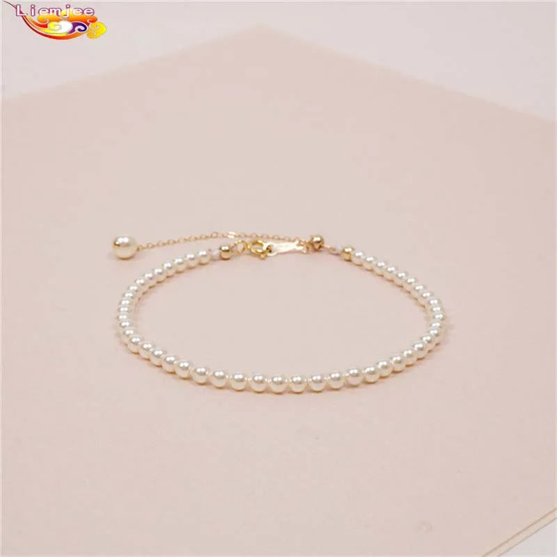 Round Pearl 14K Gold Bracelet - Party Jewelry for Women