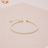 Round Pearl 14K Gold Bracelet - Party Jewelry for Women