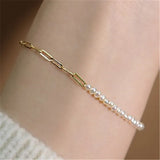 Round Pearl Silver Plated Bracelet Party Jewelry For Women