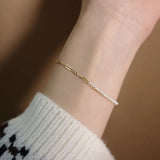 Round Pearl Silver Plated Bracelet Party Jewelry For Women