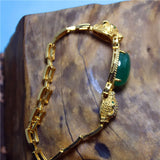 Green Agate Leopard Inlaid Bracelet Jewelry For Women