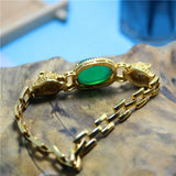 Green Agate Leopard Inlaid Bracelet Jewelry For Women
