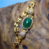 Green Agate Leopard Inlaid Bracelet Jewelry For Women