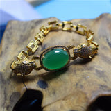 Green Agate Leopard Inlaid Bracelet Jewelry For Women