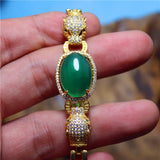 Green Agate Leopard Inlaid Bracelet Jewelry For Women