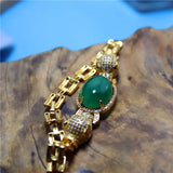 Green Agate Leopard Inlaid Bracelet Jewelry For Women