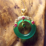 Chalcedony Inlaid Silver Donuts Necklace For Woman
