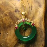 Chalcedony Inlaid Silver Donuts Necklace For Woman