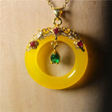 Chalcedony Inlaid Silver Donuts Necklace For Woman