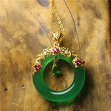 Chalcedony Inlaid Silver Donuts Necklace For Woman