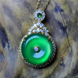 Green Agate Peace Buckle Necklace For Women Namour Charm Gift