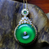 Green Agate Peace Buckle Necklace For Women Namour Charm Gift