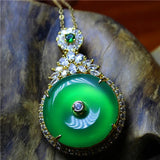 Green Agate Peace Buckle Necklace For Women Namour Charm Gift