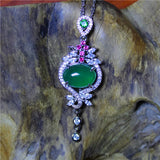 Green Agate Silver Plated Tassel Necklace for Women