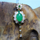 Green Agate Silver Plated Tassel Necklace for Women