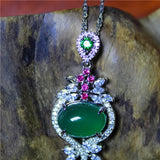 Green Agate Silver Plated Tassel Necklace for Women