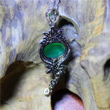 Green Agate Silver Plated Tassel Necklace for Women