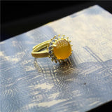 Yellow Chalcedony Silver Plated Ring For Women