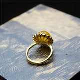 Yellow Chalcedony Silver Plated Ring For Women