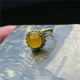 Yellow Chalcedony Silver Plated Ring For Women