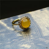 Yellow Chalcedony Silver Plated Ring For Women
