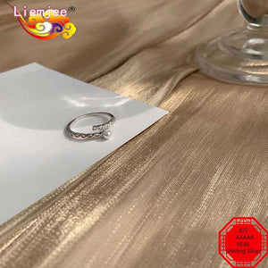 Zircon 925 Silver Pearl Ring Wedding Jewelry For Women