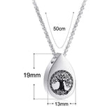 Tree Teardrop Stainless Steel Ashes Necklace Pendant
