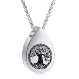 Tree Teardrop Stainless Steel Ashes Necklace Pendant