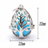 Life Tree Alloy Water-drop Pendant Necklace Natural Stone Crystal Agate Charm