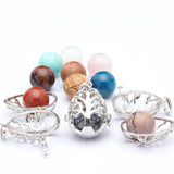 Life Tree Alloy Water-drop Pendant Necklace Natural Stone Crystal Agate Charm