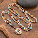 Life Tree Chakra Pendant Necklace Amazonite Stones Beaded