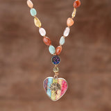 Life Tree Chakra Pendant Necklace Amazonite Stones Beaded