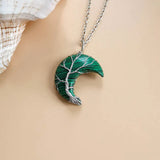Crescent Moon Gemstone Pendant Women Necklace