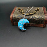Crescent Moon Gemstone Pendant Women Necklace