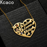 Personalized Family Names Pendant Necklace with Birthstone