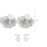 Silver Metal Hollow Flower Stud Earrings Punk Floral Pearl Jewelry