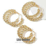 Big Hoop Earrings For Women Rhinestone Thick Chain Circle Earrings