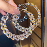 Big Hoop Earrings For Women Rhinestone Thick Chain Circle Earrings