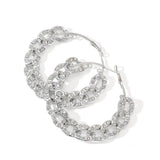 Big Hoop Earrings For Women Rhinestone Thick Chain Circle Earrings