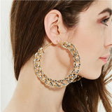 Big Hoop Earrings For Women Rhinestone Thick Chain Circle Earrings