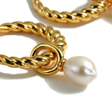 Copper Pearl Hoop Earrings Geometric Twist Circle Jewelry