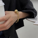 Punk Silver Chain Bracelet with Metal Ball Pendant Charms for Women Men