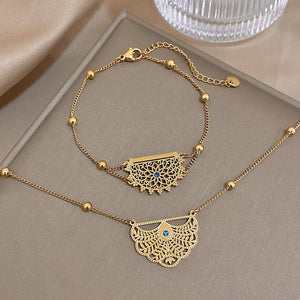 Punk Peacock Tail Bracelet Necklace For Women