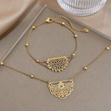 Punk Peacock Tail Bracelet Necklace For Women