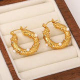 Punk Stainless Steel Pearl Rhinestone Hoop Earrings for Women