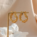 Punk Stainless Steel Pearl Rhinestone Hoop Earrings for Women