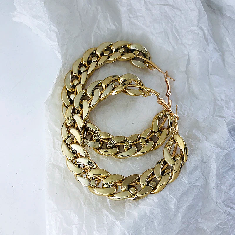 Punk Oversized Hoop Earrings Twisted Circle Loop for Women