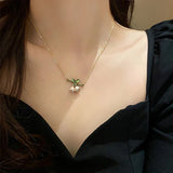 Enamel Bell Orchids Pearl Flowers Choker Necklaces Earring